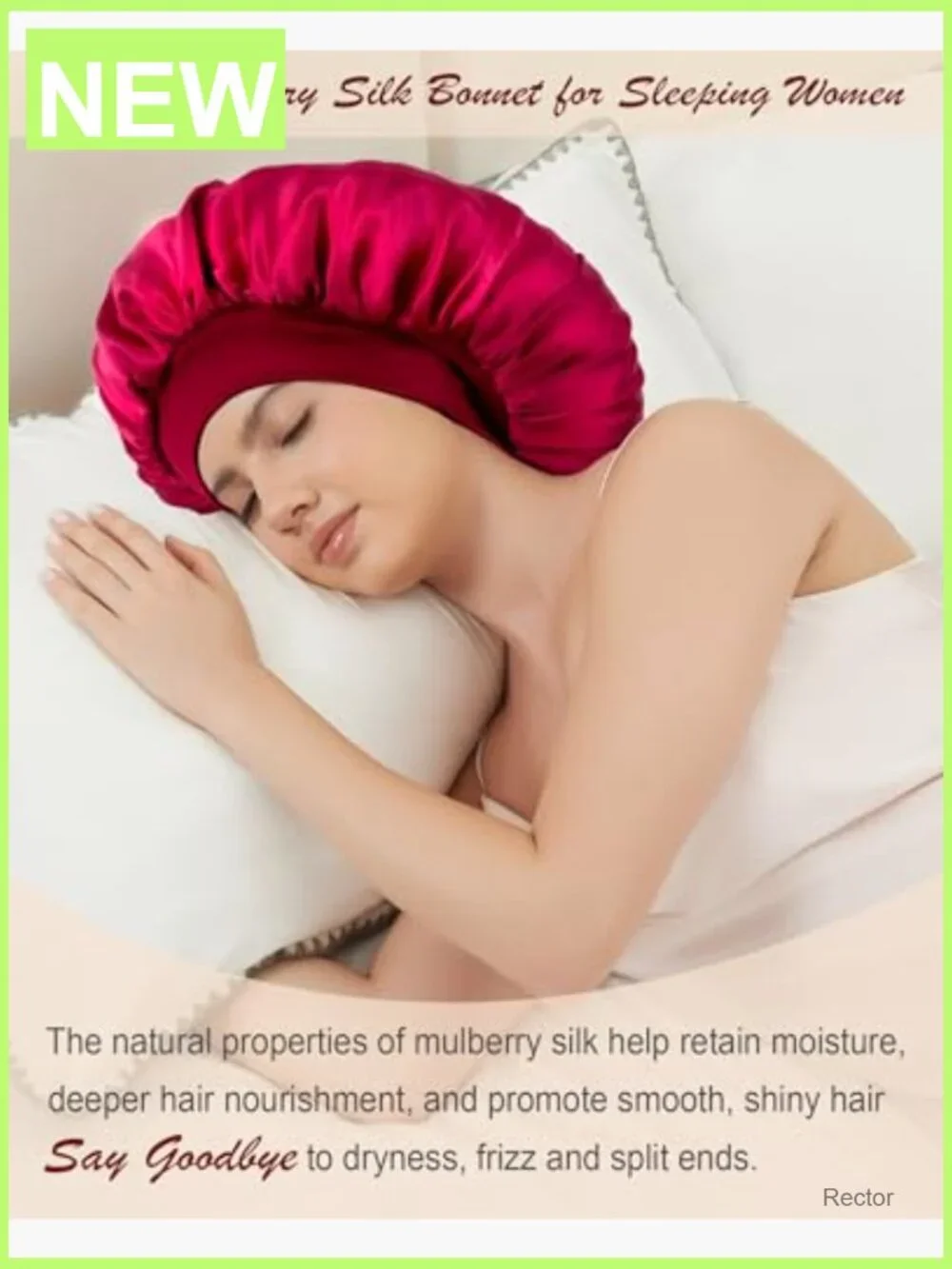 100% Mulberry Silk Bonnet for Sleeping, Double Layer Sleep Cap with Elastic